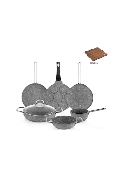 Schafer Breakfast Pişirme Seti 7 Parça-gri Gri