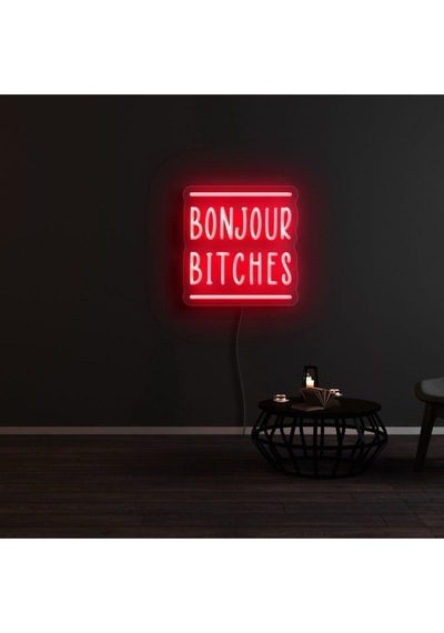 Bonjour Bıtches Yazılı Neon Tabela Kırmızı