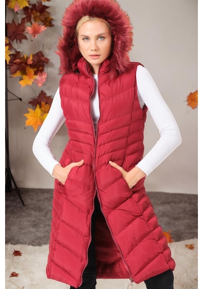 Z6725 Dewberry Bayan Yelek-koyu Bordo Koyu Bordo