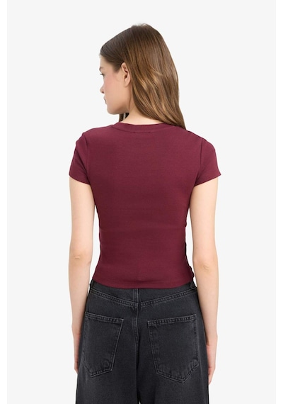 Defacto Coool Fitted Ribana Kısa Kollu Tişört E0288ax25aubr98 Bordo Defacto Coool Fitted Ribana Kısa Kollu Tişört E0288ax25aubr98 Bordo