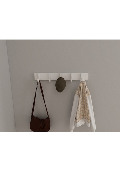 Hepsi3boyutlu Modern Duvar & Kapı Baston Askılık - 5 Adet Beyaz J Askılık - Model No : 6 Beyaz