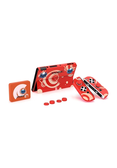Switch Oled 3in1 Standlı Rnkli Kılıf Analog Yükseltici Ve Koruyucu Kart Kutusu Kırmızı