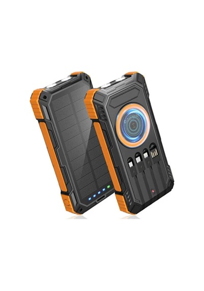 Hubrendy  20000 Mah Powerbank Güneş Enerjili Kablosuz Şarj Hızlı Şarj Taşınabilir Batarya Diğer