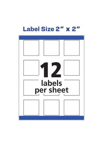 Permanent Kare Etiket, Beyaz, İnkjet/lazer Pack Of 120 Diğer