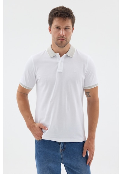 Beyaz-çağla Polo Yaka Pike Kısa Kol Slim Fit %100 Pamuk Tişört 1011260171