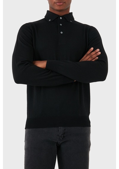 Gran Sasso Erkek Polo Yaka Sweat 57163 14293 099 Siyah Siyah