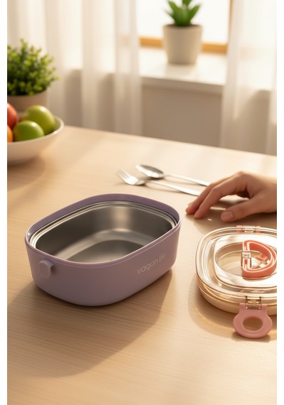 Vagonlife Bento 600ml Paslanmaz Çelik Sefer Tası - Mor