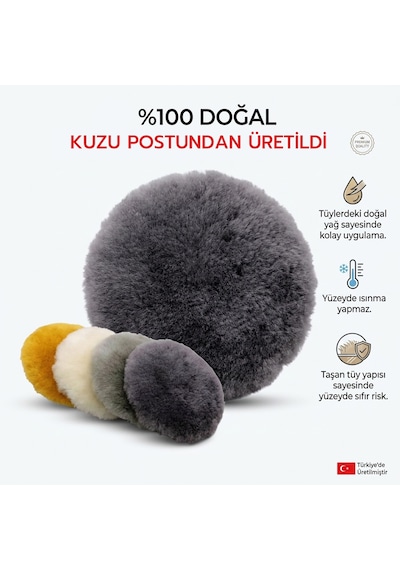 Performans Seri %100 Doğal Kuzu Postu Polisaj Keçesi 115 Mm Sarı