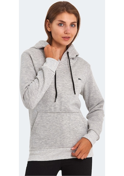 Slazenger KESHIAN IN Kadın Kapüşonlu Cepli Gri Sweatshirt