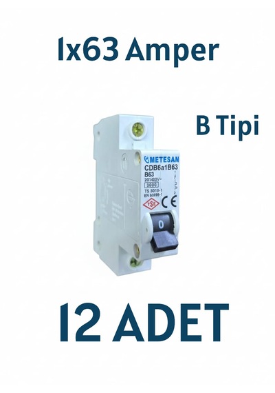 Metesan 1x63amper B Tipi 3ka Sigorta 12 Adet