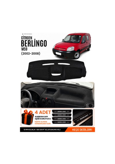 Cıtroen Berlıngo M59 2002-2008 Uyumlu Torpido Örtüsü, Torpido Kılıfı - Siyah
