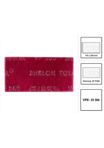 Mirka Mirlon Total 115X230 Mm Vf 360 Kırmızı Keçe 25 Adet