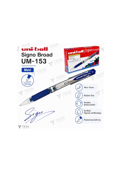 İmza Kalemi Jel Um-153 Mavi 12'li