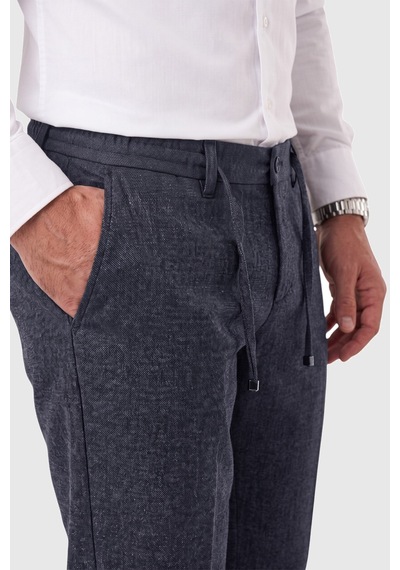 Rizzup Erkek Slim Fit Kırçıllı Lacivert Kumaş Pantolon İpli Esnek Bel Likralı Spor Şık Pantolon 2700252 Rizzup Erkek Slim Fit Kırçıllı Lacivert Kumaş Pantolon İpli Esnek Bel Likralı Spor Şık Pantolon 2700252