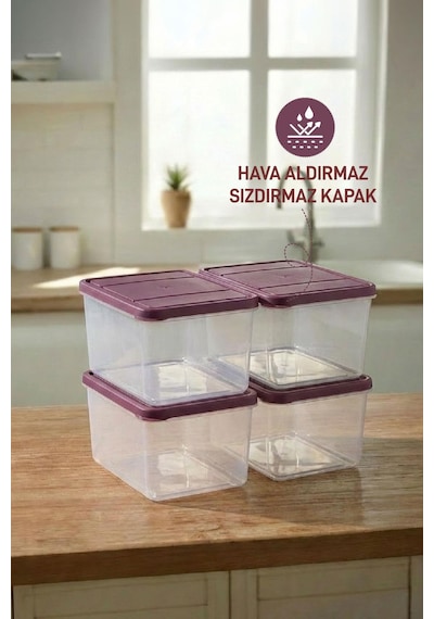 Selka Home 4 Adet Derin 1 Lt. Nora Organizer Buzdolabı Buzluk  Düzenleyici Saklama Kabı