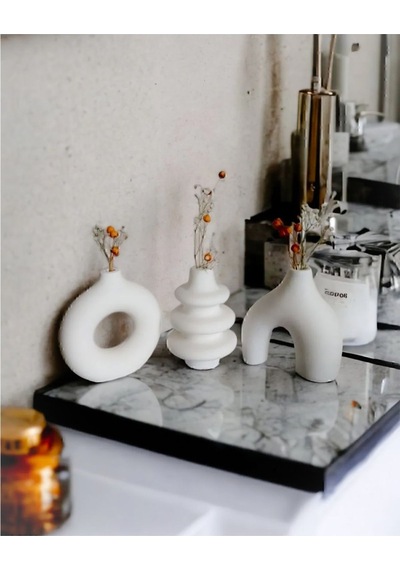 Minimal Vazo Set 3 Lü 3lü Mini Sethm Beyaz
