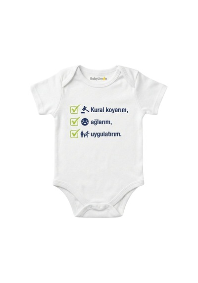 Babylimon Kural Koyarım Ağlarım Uygulatırım Baskılı, Bebek Zıbını Beyaz - 806967003 Beyaz