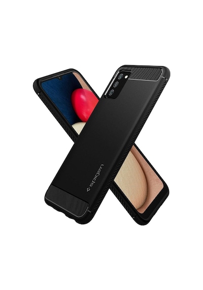 Spigen Galaxy Uyumlu F02s / M02s / A02s Kılıf Rugged Armor Matte Black