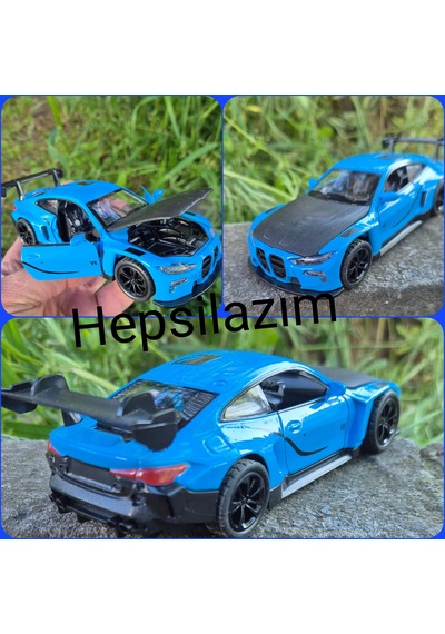 Oyuncak Spor Araba 14 Cm Metal Diecast Model Çek Bırak Açılır Kapı Bmw M4 Gt3 Competition Mavi