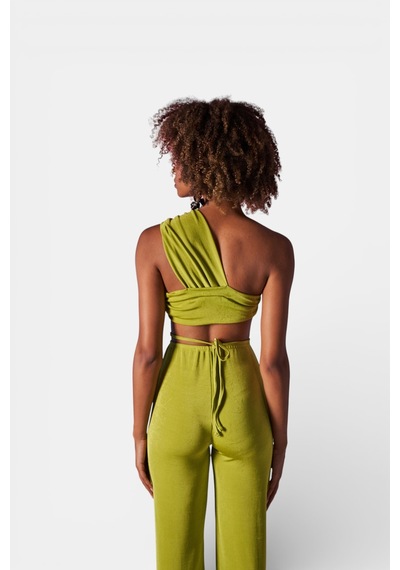 Holly Lolly Omuz Detaylı Beatrice Crop Yeşil YEŞİL