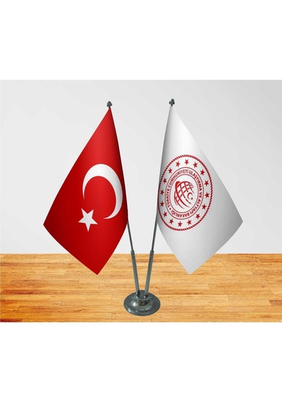 Masa Üstü Ulaştırma Bakanlığı Bayrağı Türk Bayrağı İkili Krom Dir