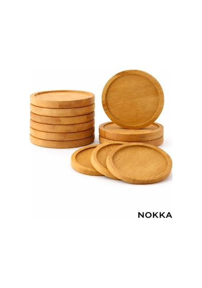 6 Adet Düz Model Yuvarlak Bambu Altlık, Fincan Tabağı, Bardak Altlığı 10 Cm Diğer