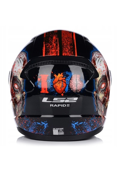 Ls2 Rapid 2 Zombie Mavi Camlı Kapalı Motosiklet Kaskı Kırmızı - Siyah