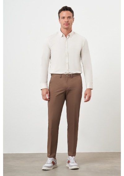 Morven Erkek Kahve Yazlık Pamuk Yan Cep Dynamic Fit Chino Pantolon Kahverengi