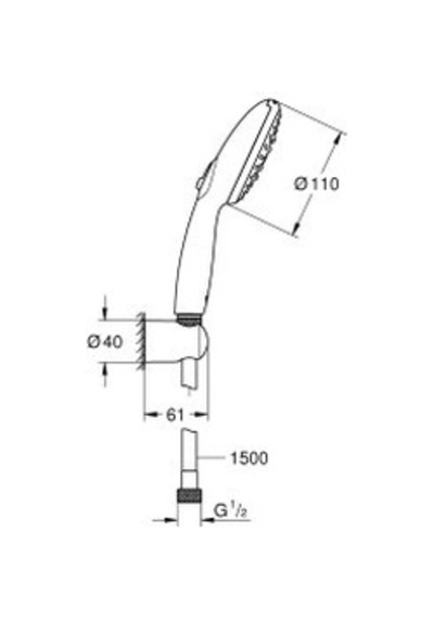 Grohe Tempesta 110 El Duşu 1 Akışlı 9,5l - 26920003 Krom