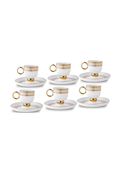 Aryıldız Aurelia Gold 12 Parça 6 Kişilik Kahve Fincan Takımı 90 Ml Çok Renkli