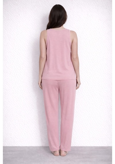 Pemilo Kadın 20617 Kolsuz % 100 Pamuk Pijama Takımı SOMON