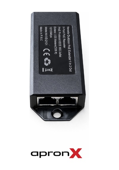 Apronx Nvd-2101 10/100 1 In 2 100m Poe Repeater Extender