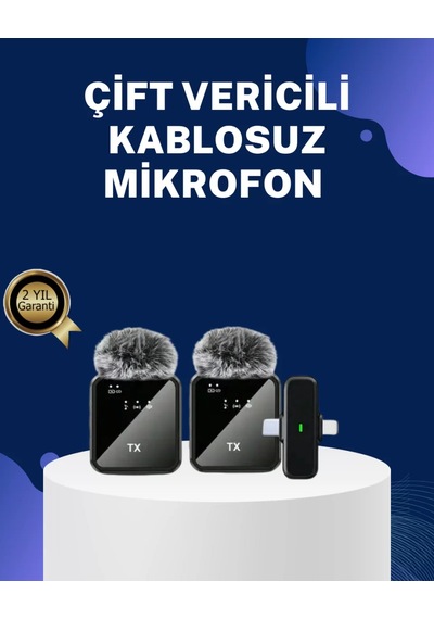 2ın1 Kablosuz Yaka Mikrofonu İos Android Uyumlu
