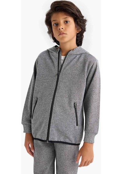 Defacto Erkek Çocuk Kapüşonlu Fermuarlı Sweatshirt F0136a825wnar163 Antrasit