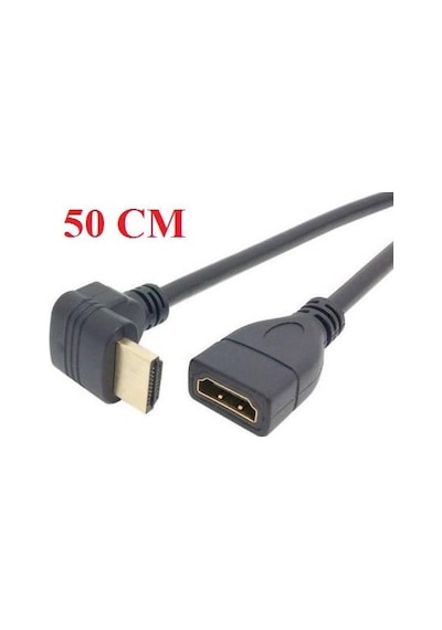 Alfais 4666 Hdmi Dişi Erkek Uzatma 90 Derece Dirsek Kablosu 0.5 Metre