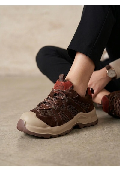 Guja 26k389 Kadın Hakiki Deri Bağcıklı Kalın Taban Sneaker Ayakkabı Kahve