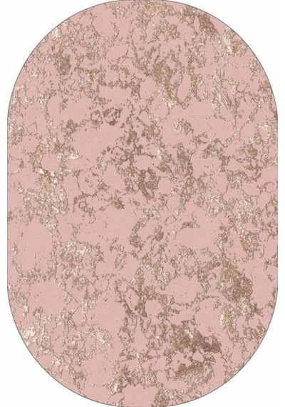 Pembe Mermer Görünümlü Oval Banyo Klozet Paspas Seti Bs064n11