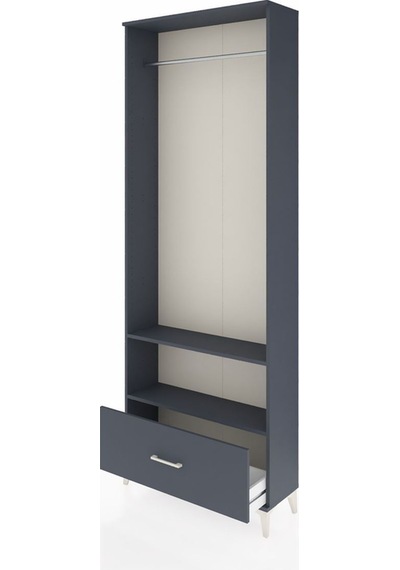 Arges Dolap 2 Raflı Tek Çekmeceli Tek Askılı 88x30x243 Antrasit-antrasit Antrasit