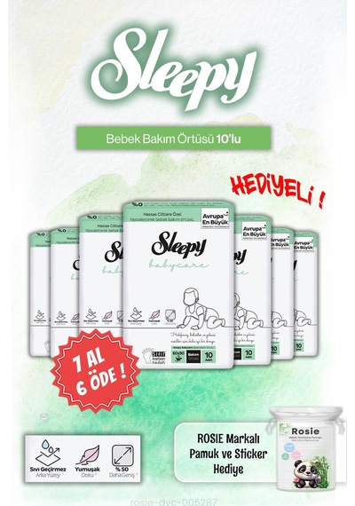Sleepy 7 Al 6 Öde Babycare Bebek Bakım Örtüsü 10'lu Ve Rosie Pamuk Hediye Diğer