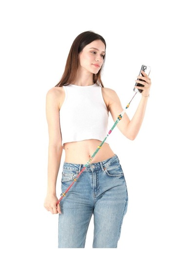 Hippi Boncuk 2 Renkli Boncuk Askılı Telefon Askısı - 125 Cm