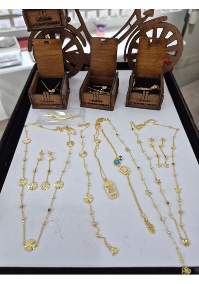 925 Ayar Papatya Silver Kalemli Yıldız Takım Set.nazar Gözlü Set.yıldızların Dansı.rose.gold.rodaj Gümüş