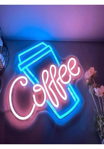 Coffee Bardak Neon Tabela Renkli