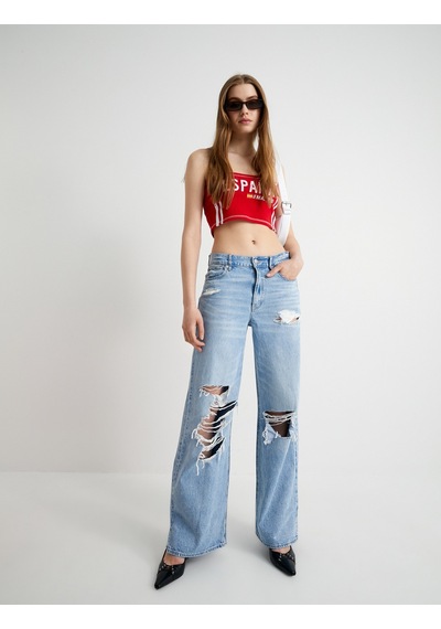 Koton Straplez Crop Top Baskılı Slim Fit Kırmızı 4sal30327ık Kırmızı