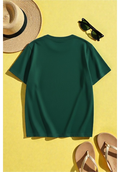 Uyguntarz Unisex Eteinal Light Baskılı Oversize Tshirt Yeşil