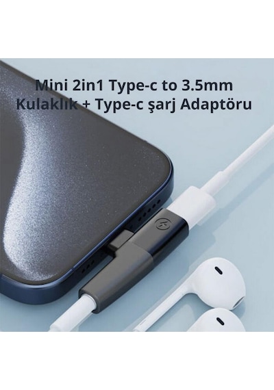 Polham Type C To 1x Type C Ve 1x 3.5mm Aux Girişli Şarj Ve Kulaklık Çoğaltıcı Adaptörü, 30w Şarj Destekli Çoğaltıcı