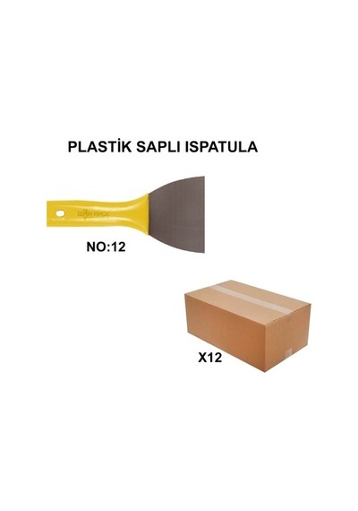 No:12 Plastik Saplı Ispatula, 12 Adet Toptan Set 001 Siyah