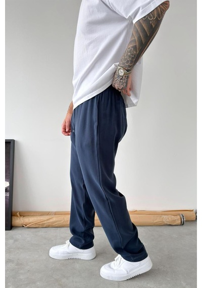 Lacivert Modal Kumaş Baggy Pantolon
