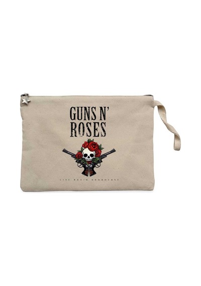 Guns N Roses Live Radio Broadcast Krem Clutch Astarlı Cüzdan / El Çantası