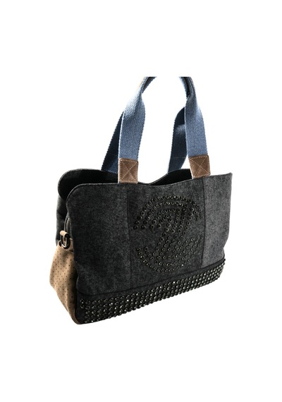 Biem Accessory Biem Antrasit -vizon Denim Salaş-retro Taş Trok Döşemeli Çok Gözlü Çanta Çok Renkli