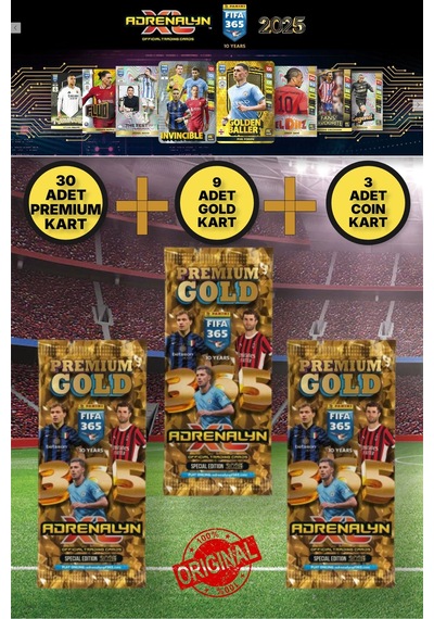 Panini Adrenalyn Fifa 365 - 2025 Premium Gold Card - Özel Futbolcu Kartları - 3 Paket